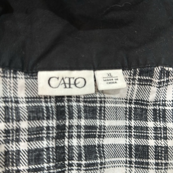 Cato Black and White Checkered Button Down Shirt size XLarge cotton fabric - Picture 3 of 6